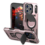 Shockproof Armor MagSafe Case with Lens Cover and Stand for iPhone 17 Series