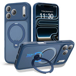 MagSafe Compatible Frosted Case with Rotatable Metal Ring Stand for iPhone 17 Series