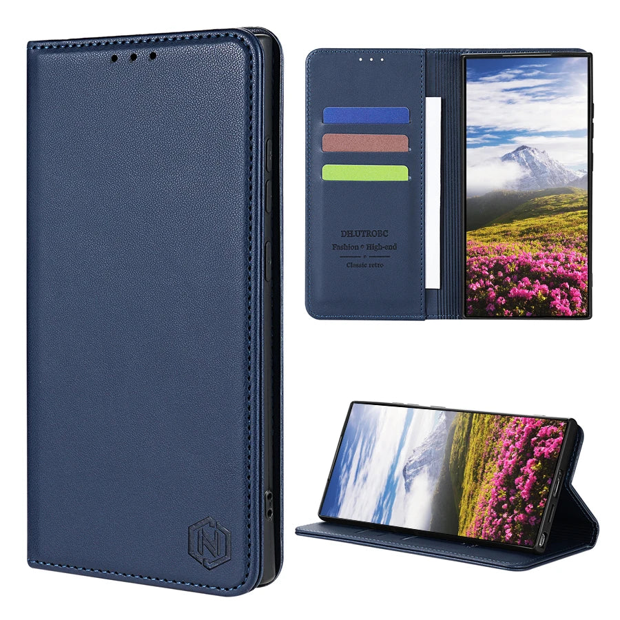 Skin-Friendly Leather Flip Case with Card Slot for Samsung Galaxy S26 Series