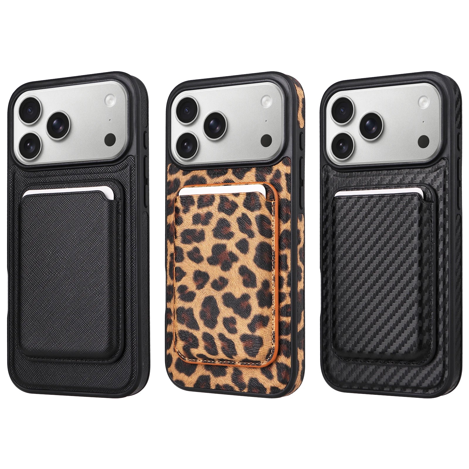 MagSafe Compatible Leather Case with Detachable Card Holder for iPhone 17 Series
