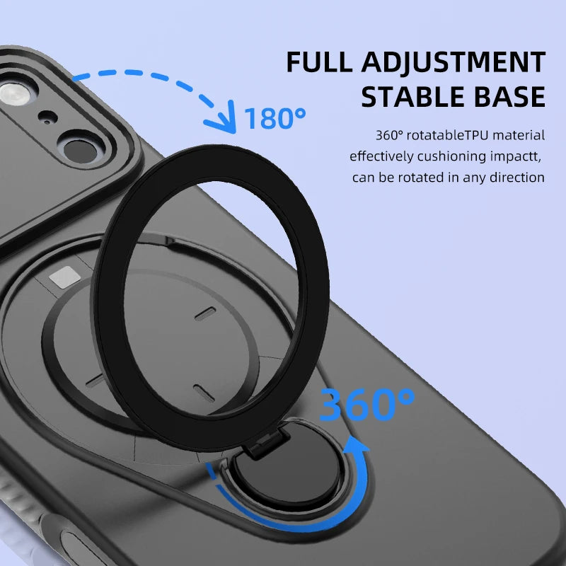Soft TPU Shockproof MagSafe Case with 360° Rotating Metal Ring Stand for iPhone 17 Series