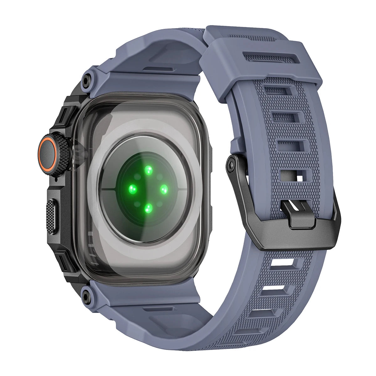 Integrated Silicone Case Band with Metal Bumper for Apple Watch