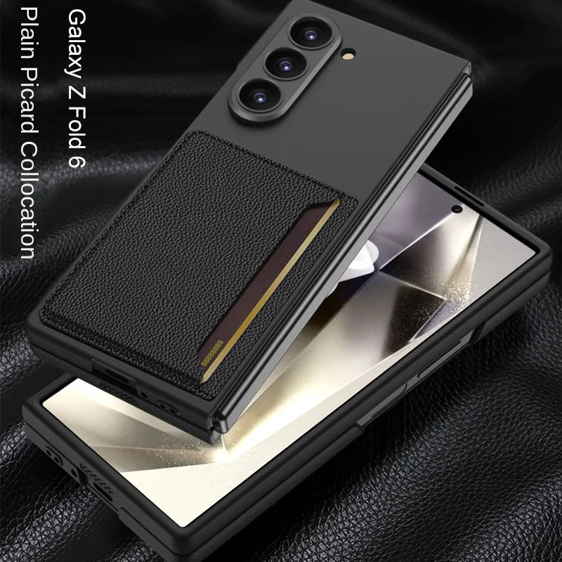 Samsung Galaxy Z Fold 6 Leather Wallet Case with Built In Card Holder