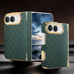 Leather Hinge Protection Case with Raised Camera Ring for iPhone Duo