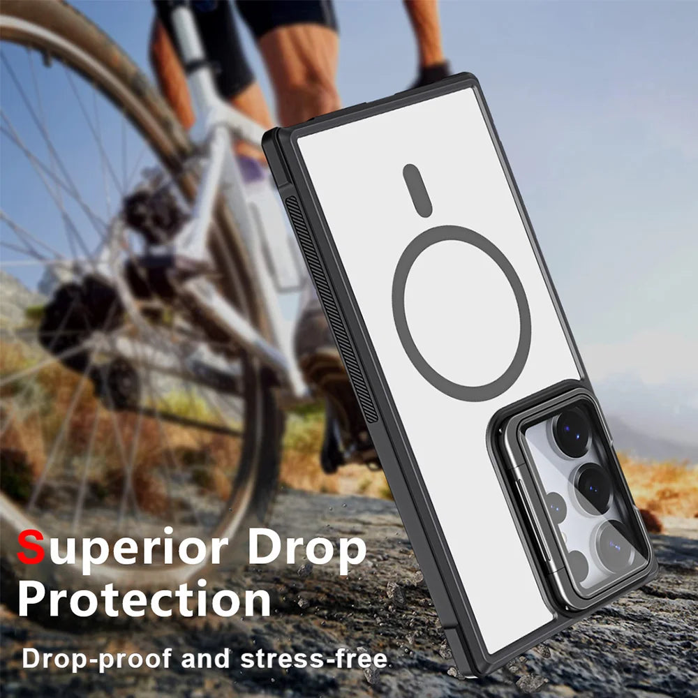 Shockproof Magnetic Case with Camera Cover Stand for Samsung Galaxy S26 Series
