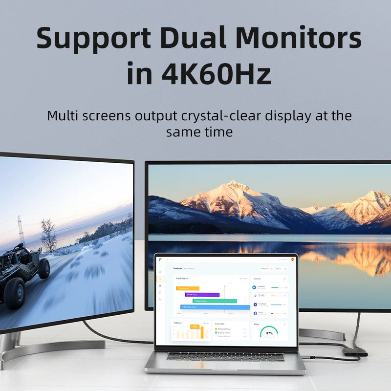 CABLETIME USB-C to Dual HDMI Adapter Hub