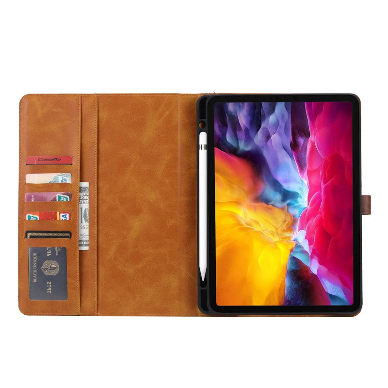 Leather Flip Case with Foldable Cover Stand for iPad Air (2024)