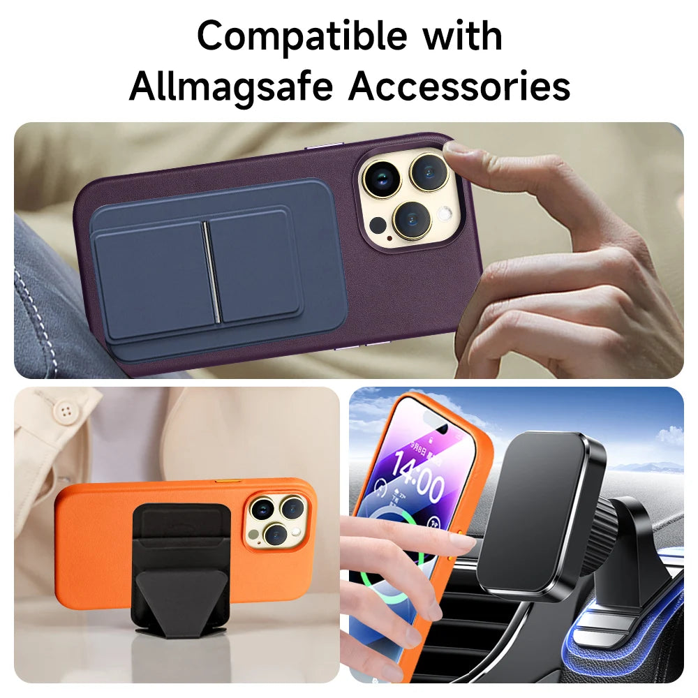 Genuine Nappa Leather MagSafe Case for iPhone 14 Series