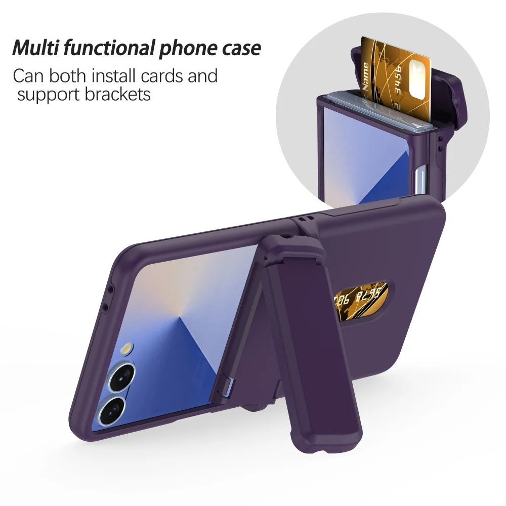 Slim Matte PC Wallet Case with Card Holder for Samsung Galaxy Z Flip 7