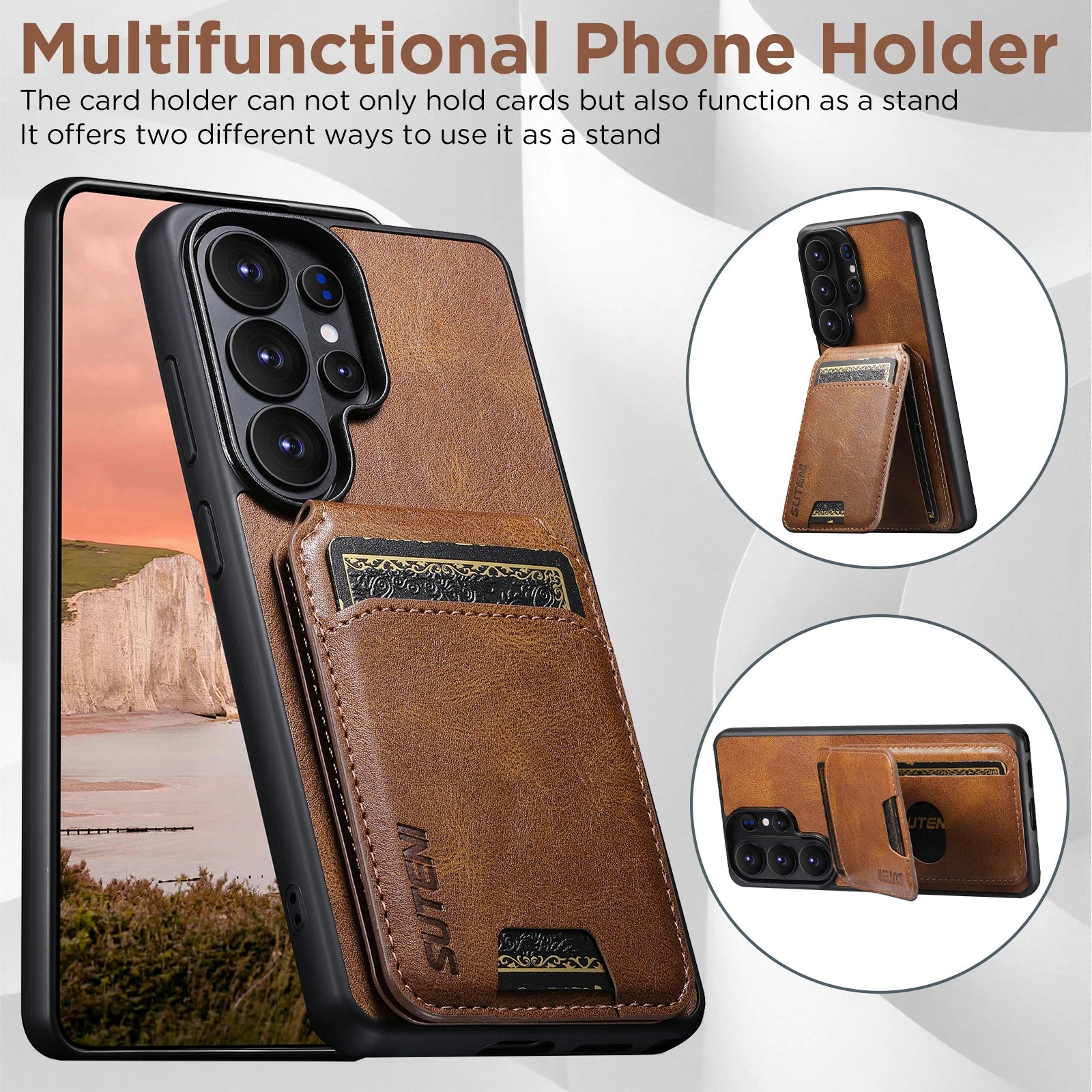 Luxury Leather Wallet Case with Kickstand for Samsung Galaxy S26 Ultra