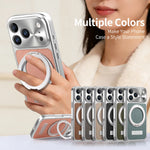 MagSafe Compatible Lychee Leather Case with 360° Kickstand for iPhone 17 Series