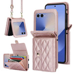 Anti-Drop Leather Wallet Case with Crossbody Strap and Card Holder for Samsung Galaxy Z Flip 7