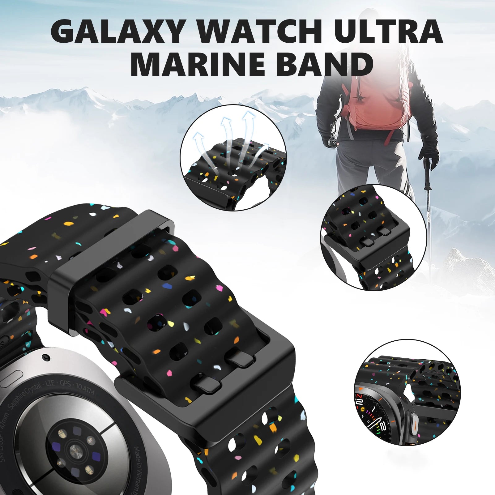 High-Quality Marine Silicone Band for Samsung Galaxy Watch Ultra and Samsung Galaxy Watch Ultra (2025)