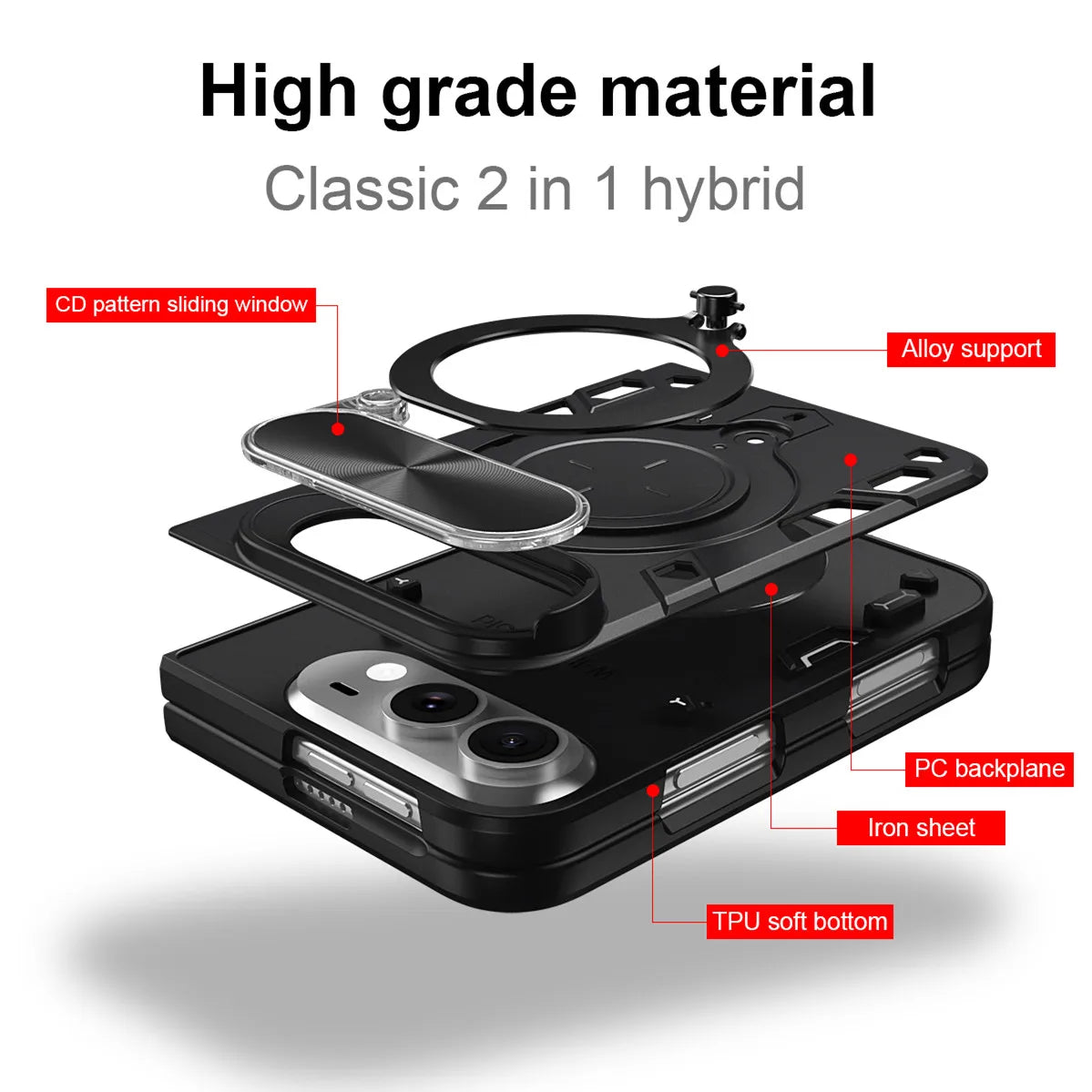 Shockproof MagSafe Case with 360° Rotatable Ring Stand for iPhone Duo