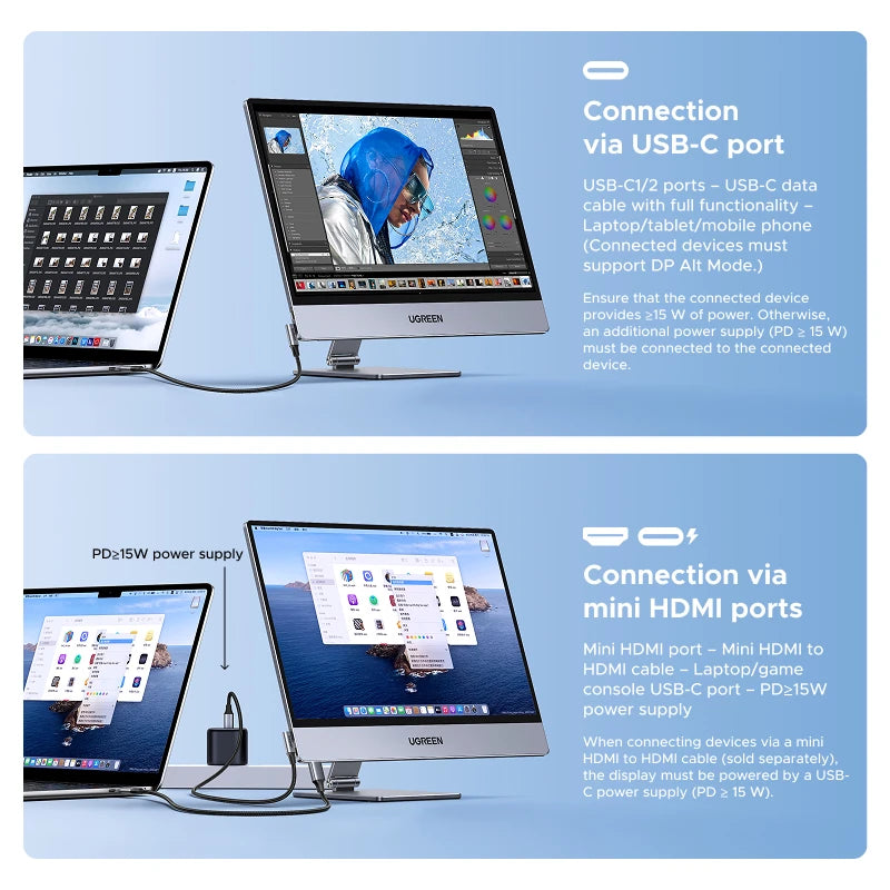 UGREEN 16-inch 2.5K QHD Portable Monitor with Magnetic Stand