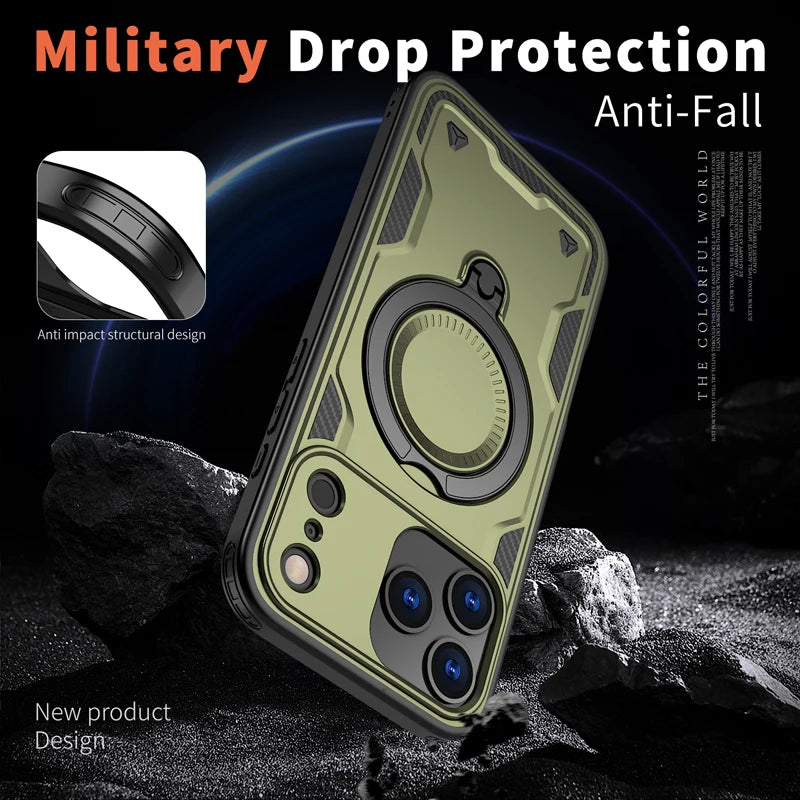 Hard PC and Soft TPU Camera Protection Case with Ring Stand for iPhone 18 Series