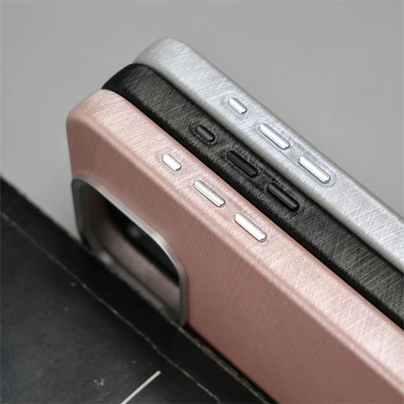 Luxury Silk Leather Texture MagSafe Case for iPhone 16 Series