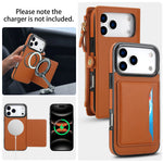 Detachable MagSafe Leather Crossbody Case with Zippered Flip Wallet & Card Slot for iPhone 17 Series