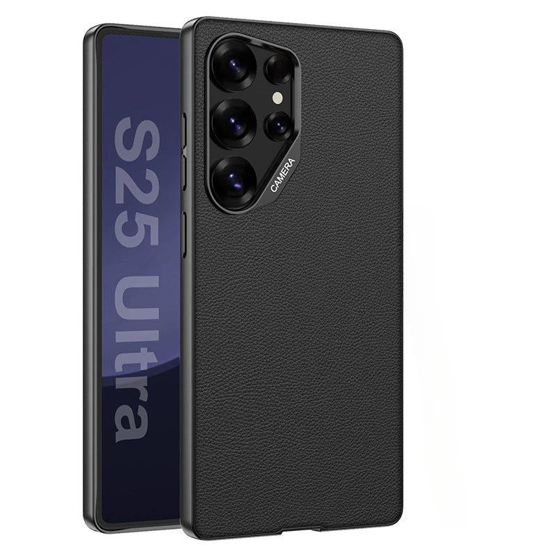 Shockproof Hard Shell Leather Case for Samsung Galaxy S25 Ultra