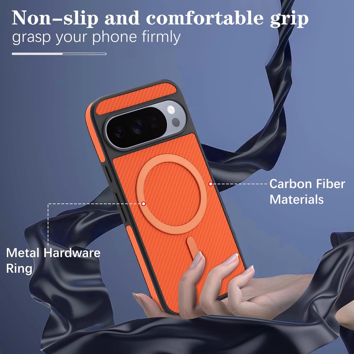 Carbon Fiber Magnetic Leather Case for Google Pixel 9 Series
