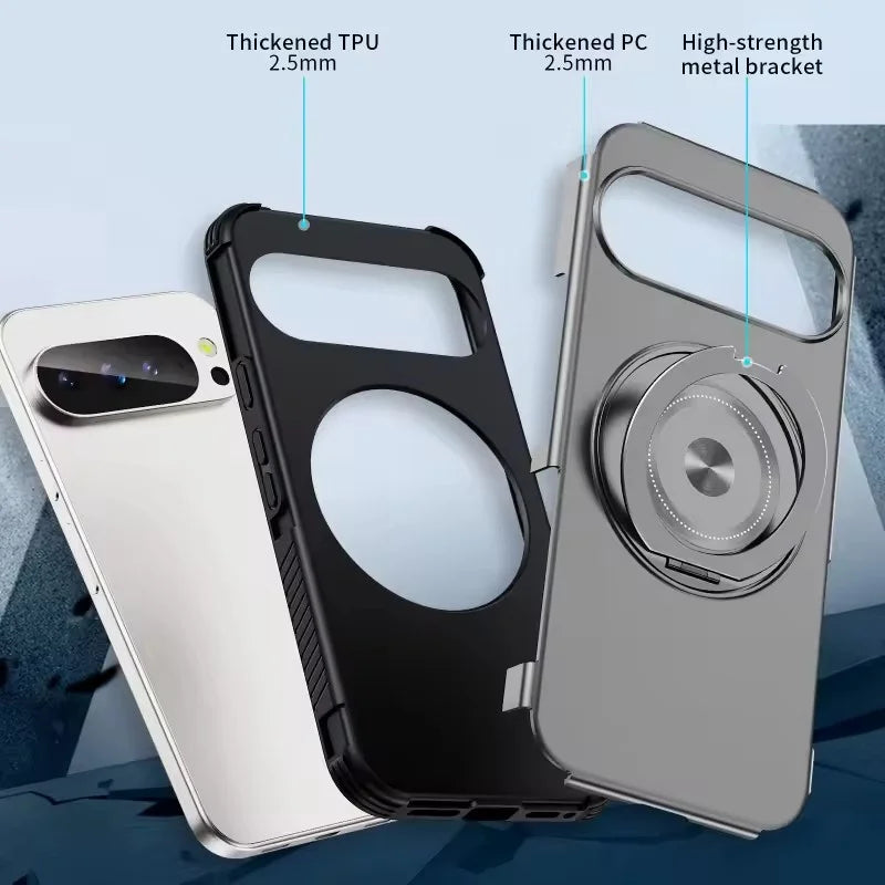 Shockproof TPU and PC Case with 360° Rotating Magnetic Ring for Google Pixel 10 Series