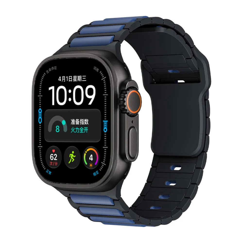 Silicone Quick-Release Band with Segmented Link Design for Apple Watch