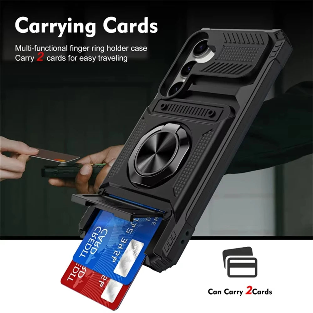 Samsung Galaxy A56 Shockproof Case with Magnetic Rotating Ring Stand & Wallet Cover