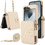 Premium Leather Crossbody Case with Card Holder & Wrist Strap for Samsung Galaxy Z Flip 6