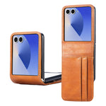 Samsung Galaxy Z Flip 7 PU Leather Protective Case with Built-in Card Holder