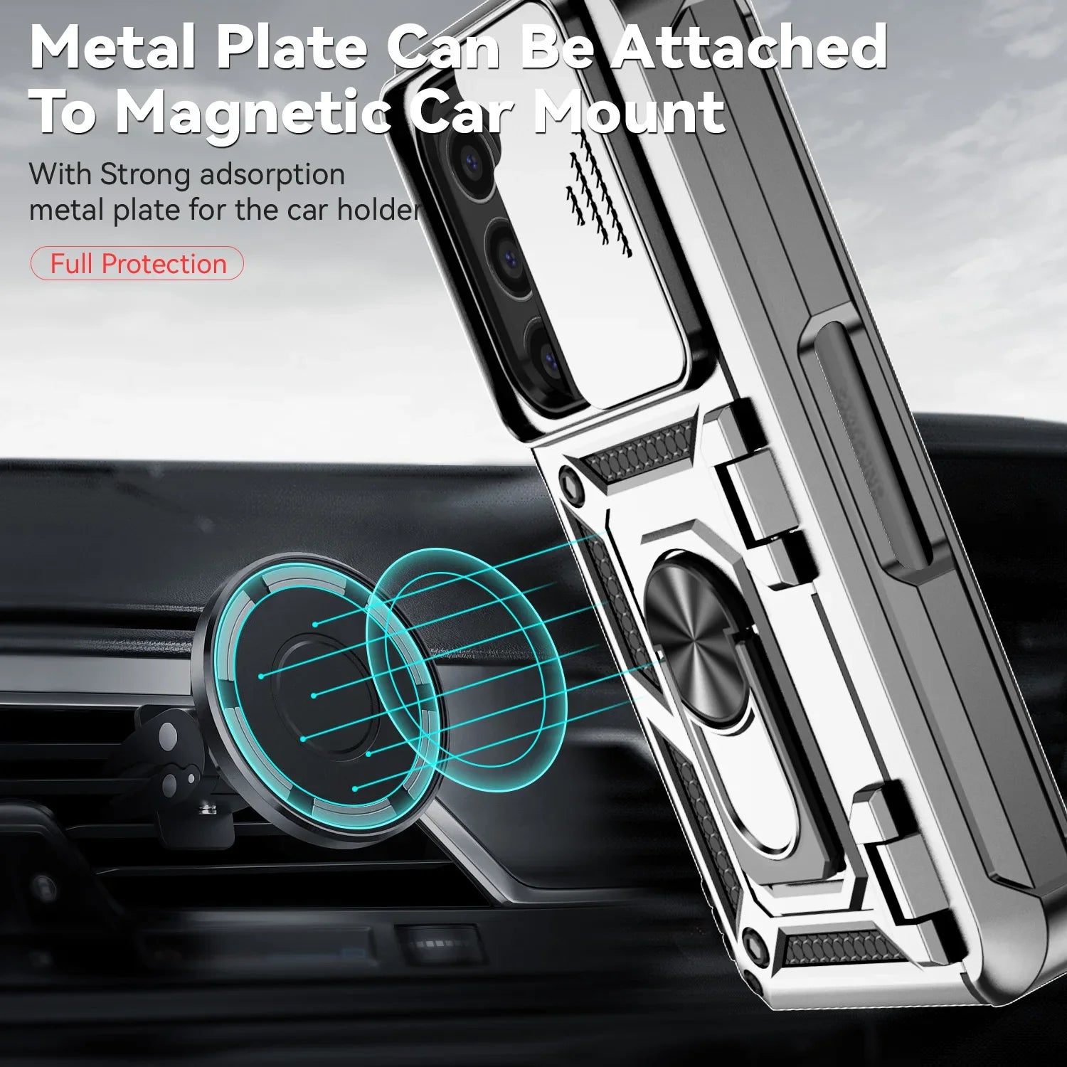 360° Protection Slide Camera Lens Armor Case with Ring Holder for Samsung Galaxy Z Fold 6