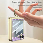 Electroplated PU Leather Case with Ring Holder for Samsung Galaxy Z Flip 6