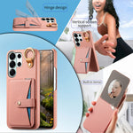 Pebbled Leather Ring Holder Case with  Makeup Mirror for Samsung Galaxy S22 Series