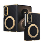 Luxury Textured Magnetic Leather Case with Kickstand for Samsung Galaxy Z Fold 8