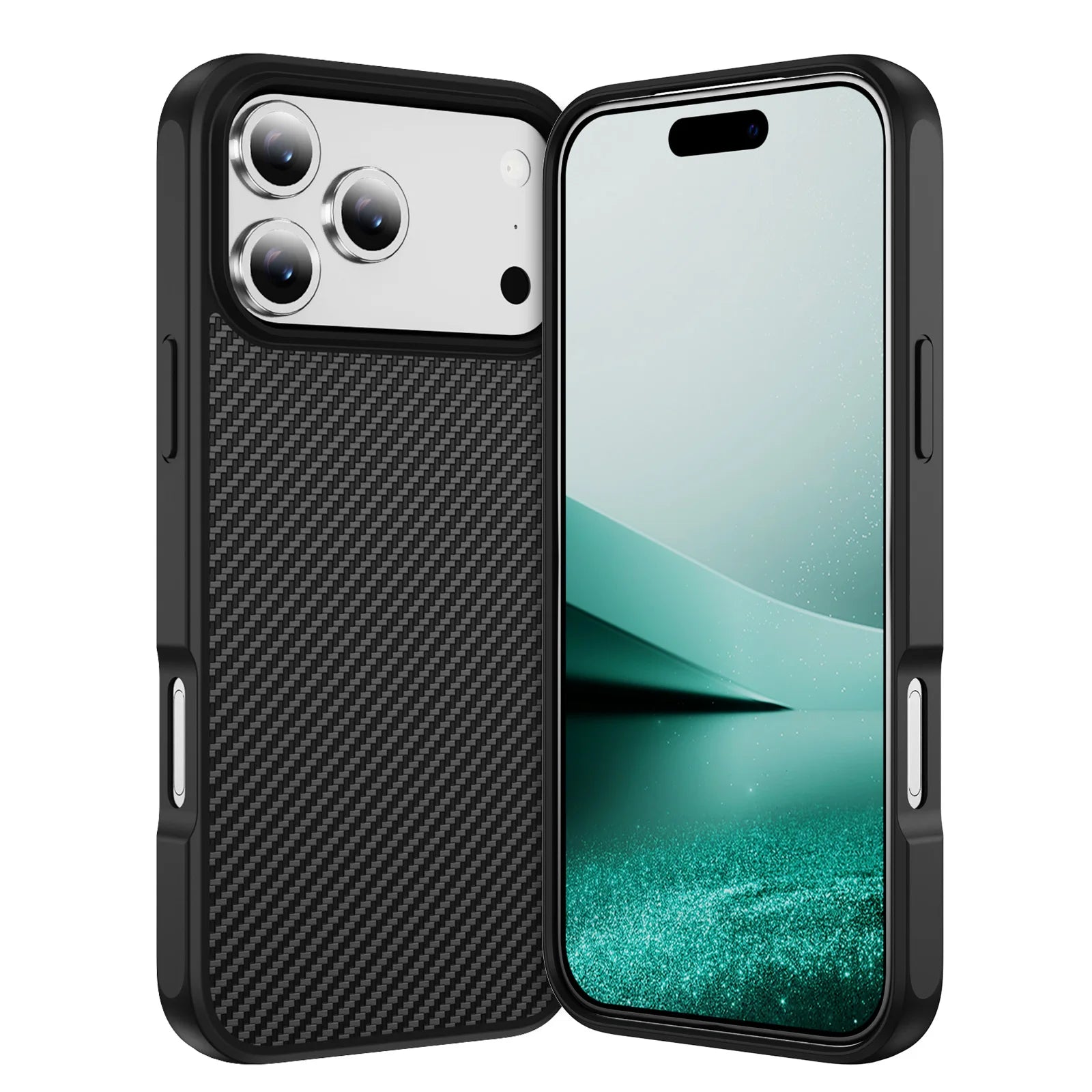 Luxury Carbon Fiber Pattern Phone Case for iPhone 17 Series
