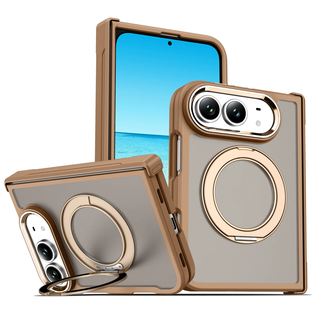 Shockproof MagSafe Case with 360° Rotating Ring Stand for iPhone Duo