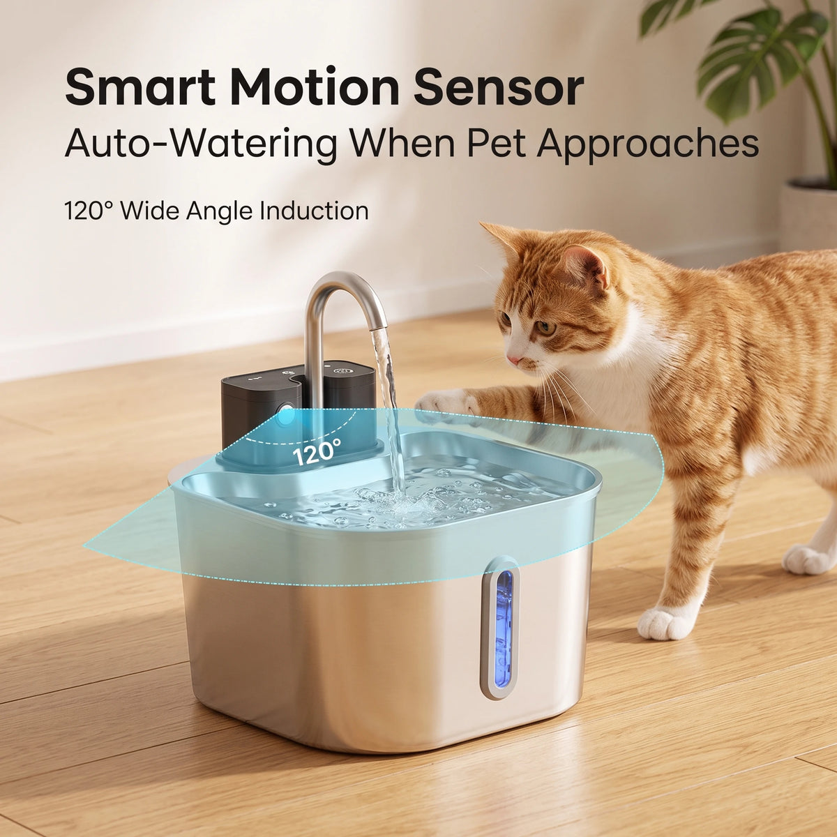 Repetsun 2.2L Motion-Sensor Stainless Steel Cat Water Fountain