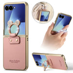 Luxury Leather Case with Rhinestone Ring Holder for Samsung Galaxy Z Flip 7