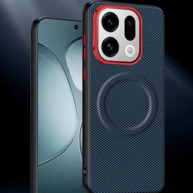 Woven Leather Magnetic Phone Case for OPPO Find X9 / X9 Pro