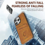 Premium Leather Protective Case with Card Holder Pocket for iPhone 16 Series