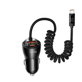 Essager 108W Dual Port Car Charger with Spring Cable