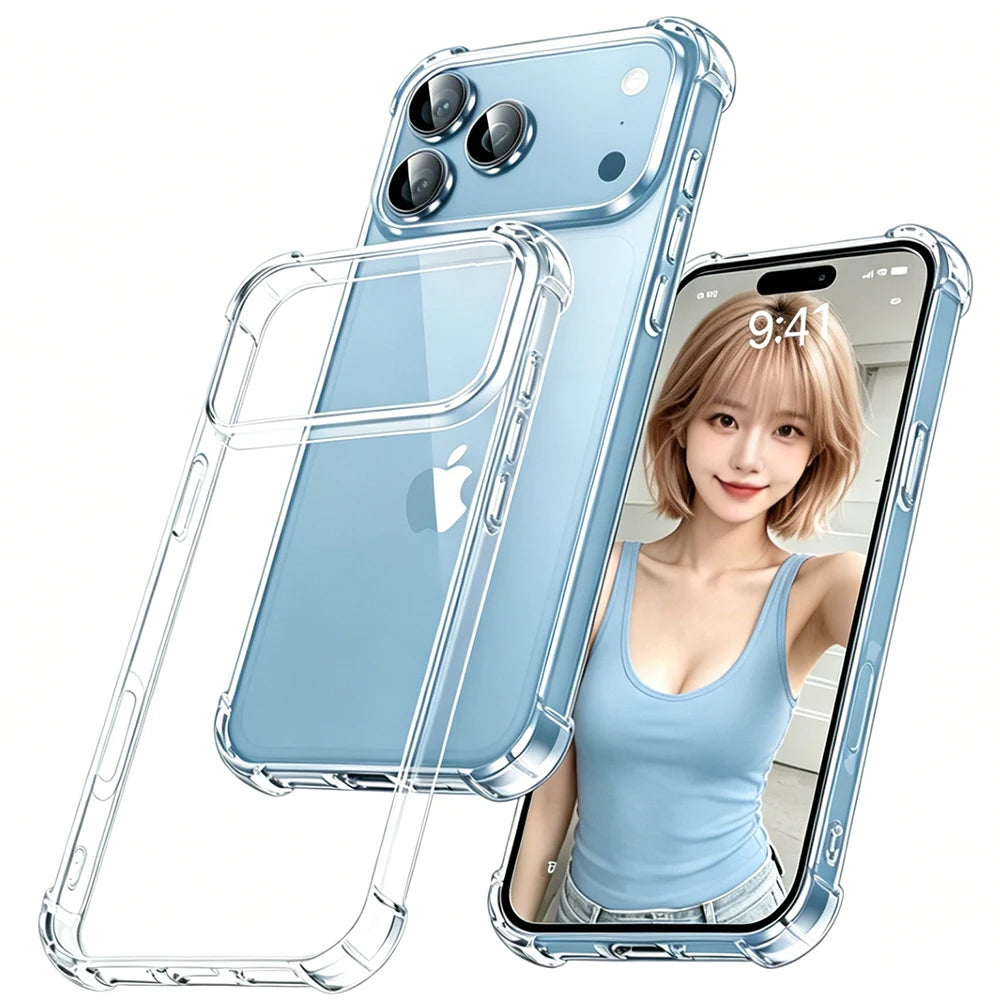 Clear Thin TPU Shockproof Case for iPhone 17 Series