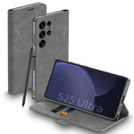 Luxury Magnetic Plating Frosted Leather Flip Wallet Case with Stand for Samsung Galaxy S25 Ultra