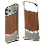 Wood Texture Phone Case with Metal Frame for iPhone 17 Pro & Pro Max