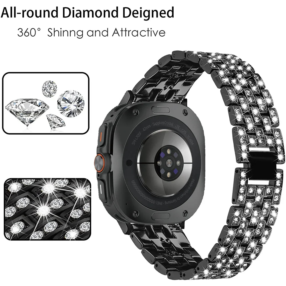 Luxury Diamond Stainless Steel Band for Samsung Galaxy Watch 8 & Galaxy Watch 8 Classic