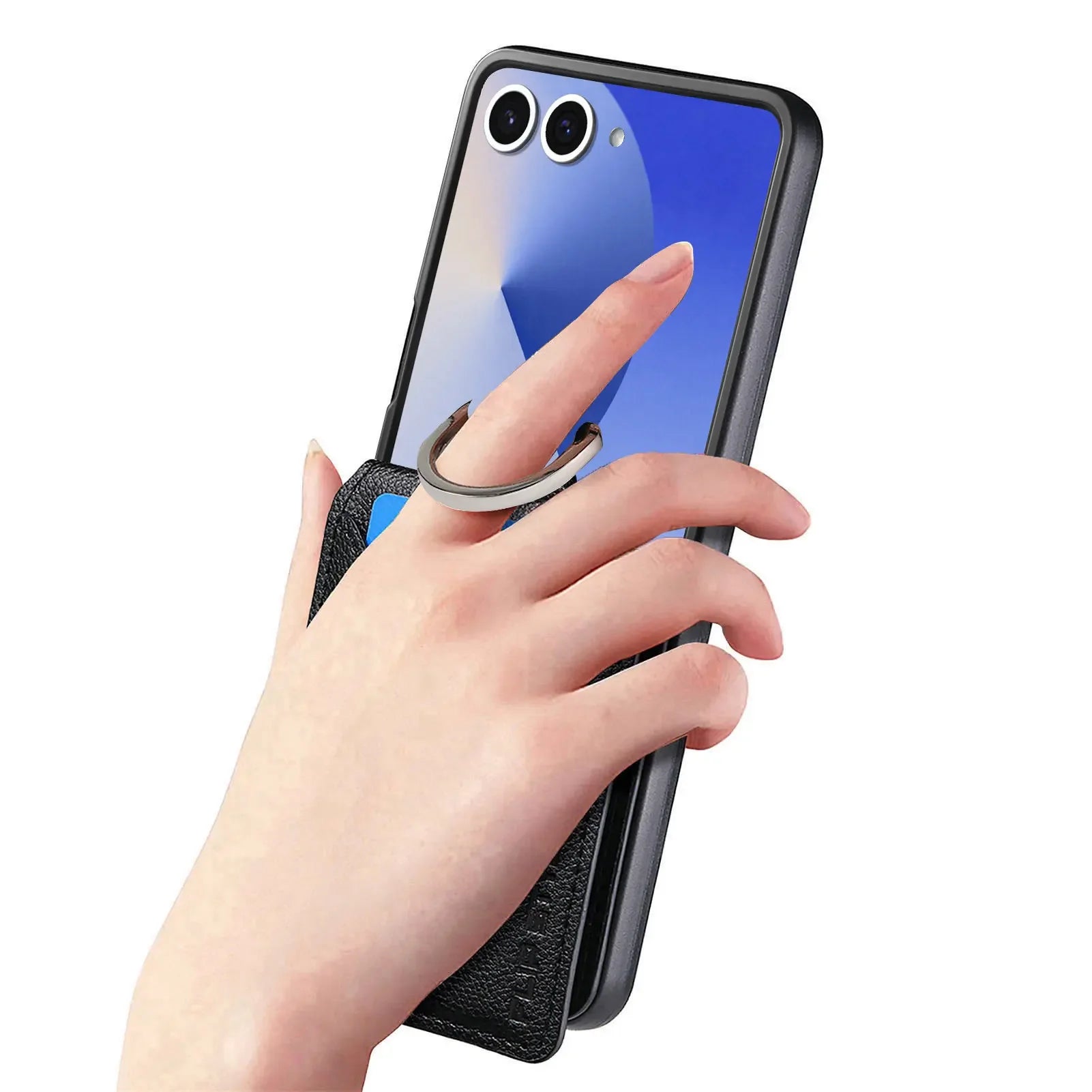 Protective Leather Wallet Case with Ring and Card Holder for Samsung Galaxy Z Flip 7