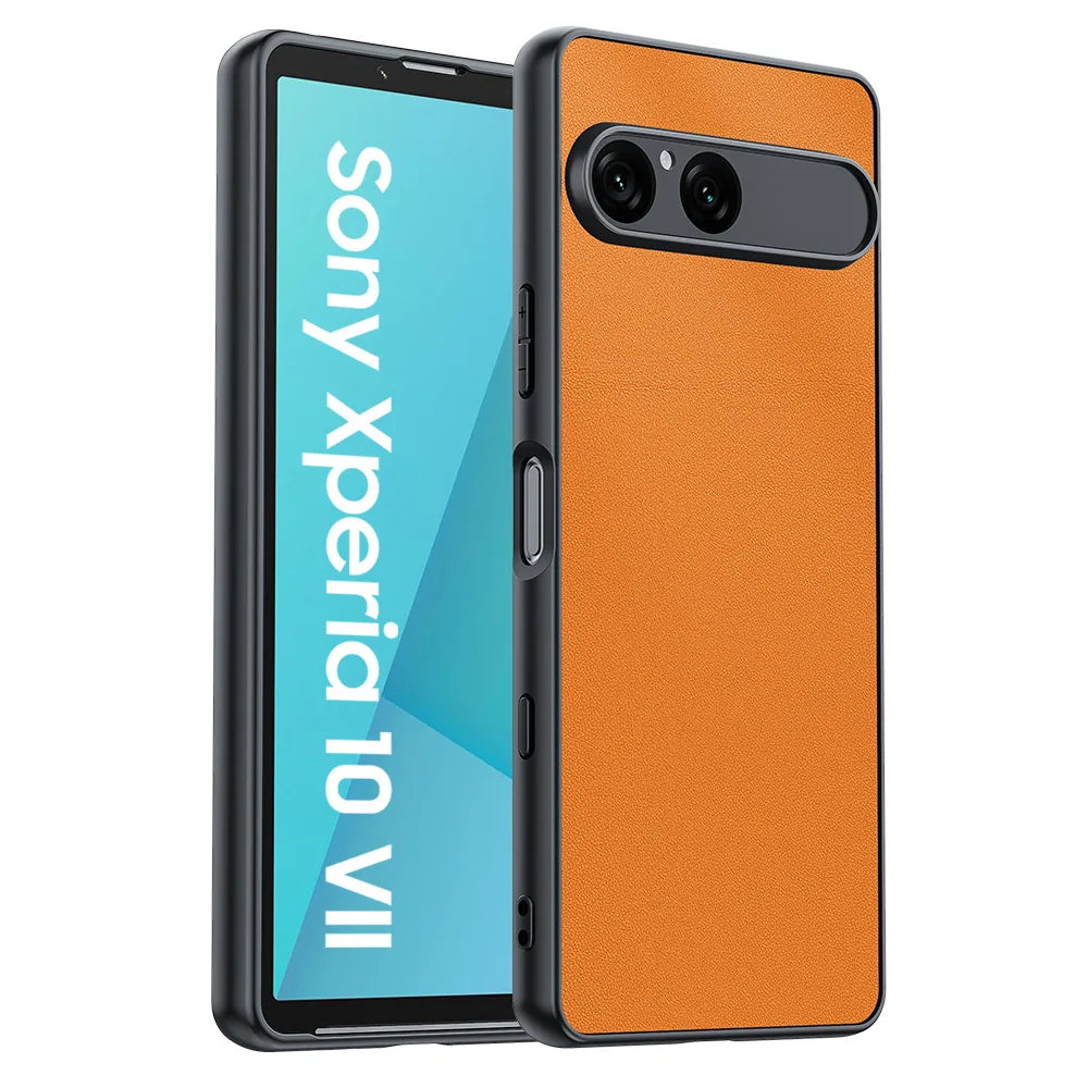 Sony Xperia 10 VII PU Leather Case with Fiber Texture and Shock-Resistant Protection