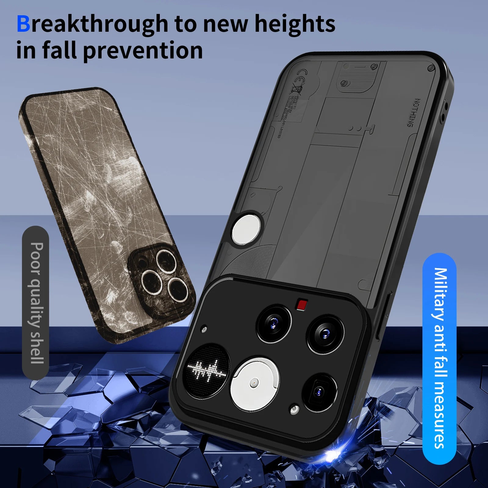 Armor Matte Transparent Shockproof Case with Lens Protection for Nothing Phone 3