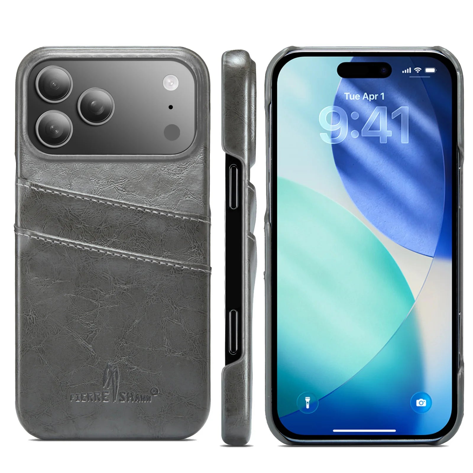 iPhone 17 Series Leather Back Cover with Card Slot and Easy-Open Button Design
