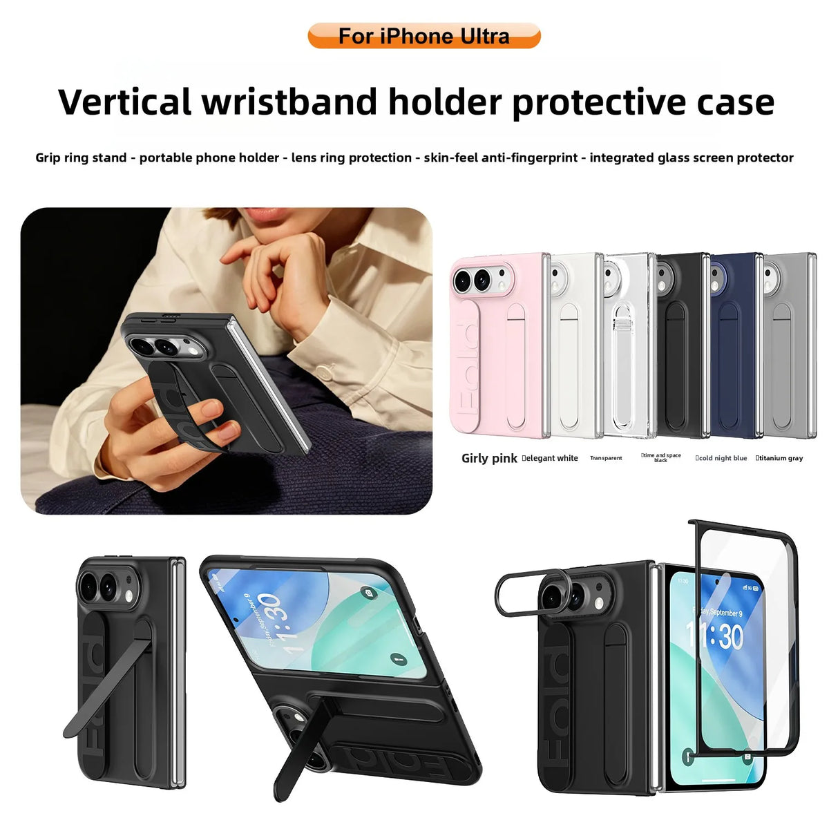 Soft-Touch Silicone Kickstand Case with Integrated Finger Ring Strap for iPhone Duo