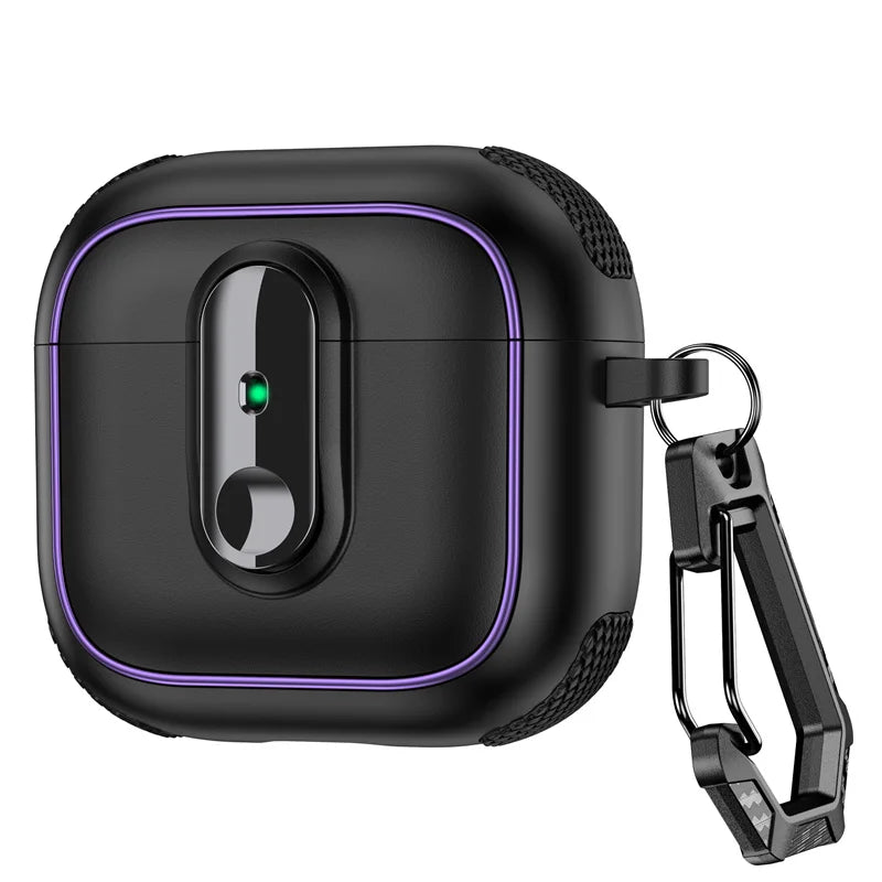 Shockproof Padded Case with Metal Carabiner Clip for AirPods 4